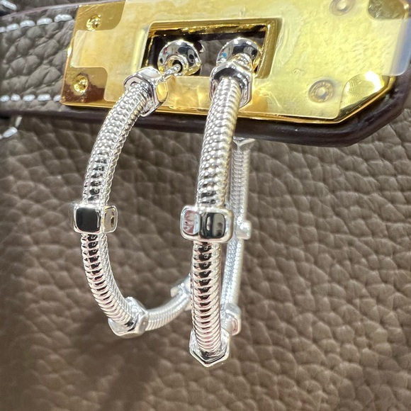 $Bundle Deal$ 18k White and Yellow Gold Plated 35mm Earrings. Comes with 2 pairs - Picture 4 of 11